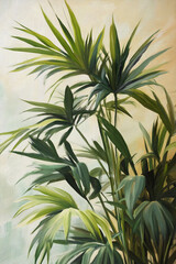 Lush Green Indoor Palm Plant with Vibrant Leaves Against a Soft Background
