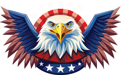 American Independence Day Party celebration Vector Cartoon,eagle