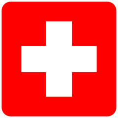 frist aid sign isolated on red background. vector ilustration. 