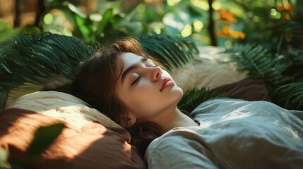 woman sleeping peacefully in nature