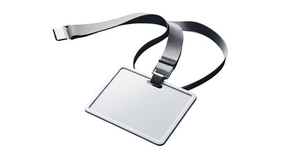 Blank ID badge with gray lanyard, isolated on a clean white background, showcasing a layout template for design or branding concepts. Ai generative