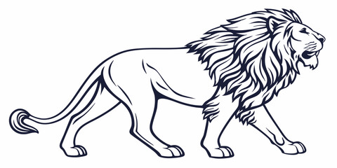 Obraz premium Vector Lion Line Art, isolated white background