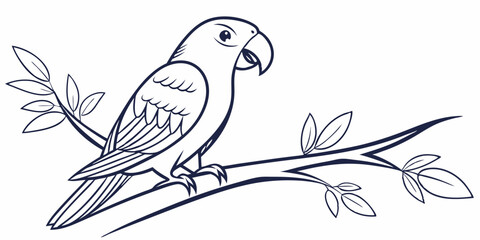 Obraz premium Vector Lovebird Line Art, isolated white background