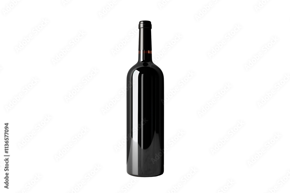 Poster black wine bottle isolated on a clean white background, ideal for design, branding, or product layou