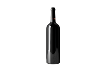 Black wine bottle isolated on a clean white background, ideal for design, branding, or product layout concepts. Minimalist and elegant style. Ai generative.