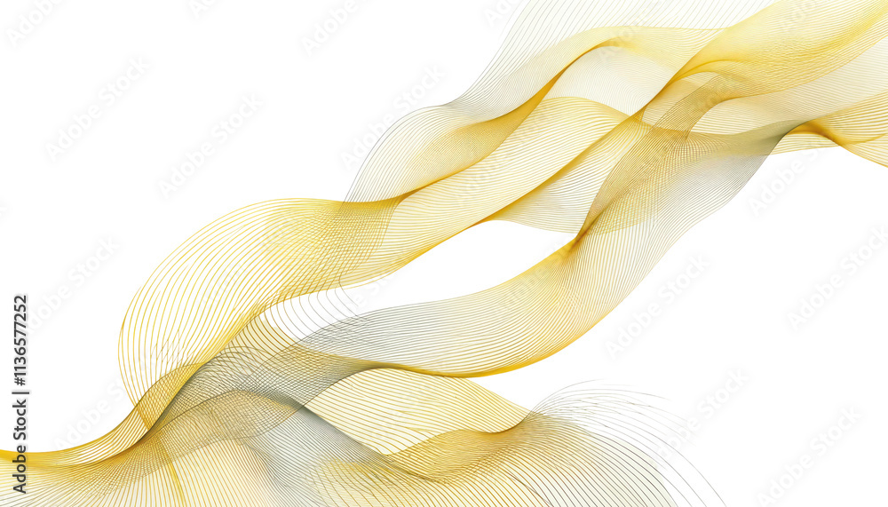 Aufkleber Abstract golden wave lines flowing gracefully, isolated on a clean white background. Modern design concept with a minimalistic style. Ai generative