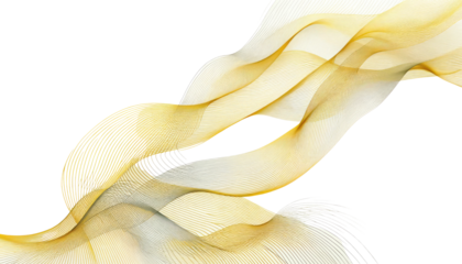 Abstract golden wave lines flowing gracefully, isolated on a clean white background. Modern design concept with a minimalistic style. Ai generative