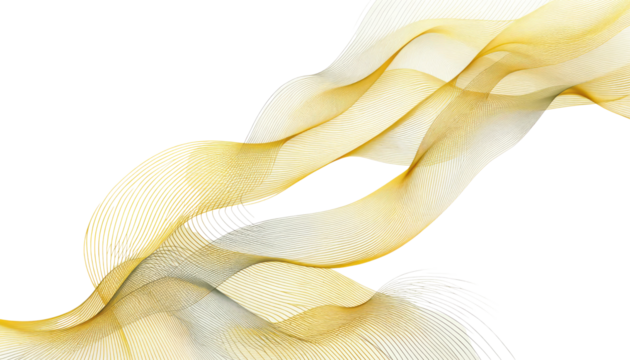 Abstract golden wave lines flowing gracefully, isolated on a clean white background. Modern design concept with a minimalistic style. Ai generative