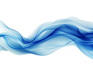 Abstract blue wave pattern flowing smoothly, isolated on a clean white background, creating a minimalist concept of motion and fluidity. Ai generative.