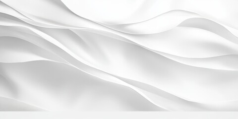 Fototapeta premium Soft, flowing white fabric creates elegant waves and gentle curves, evoking a serene and minimalist atmosphere in the composition. Generative AI