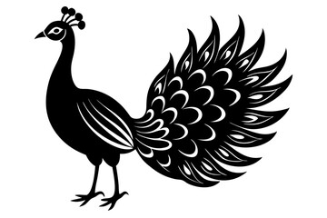 peacock  silhuette vector art illustration  on white background
