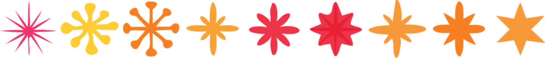 Colorful Collection of Whimsical Christmas Ornaments with Snowflakes and Stars