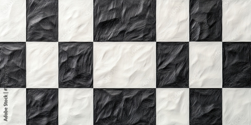Poster a textured checkerboard pattern featuring alternating black and white squares adds depth and visual 