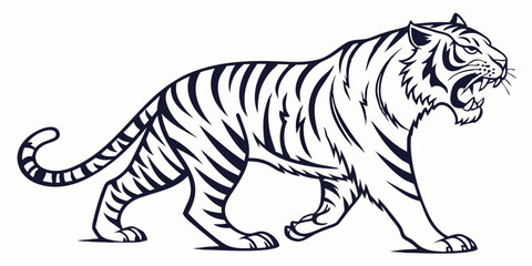 Fototapeta premium Vector Tiger Line Art, isolated white background