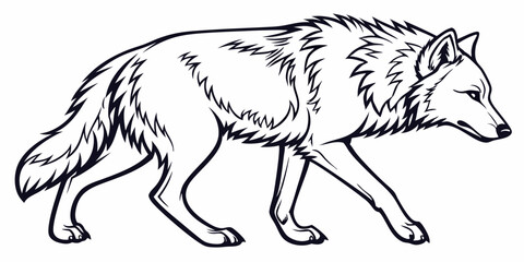 Obraz premium Vector Wolf Line Art, isolated white background