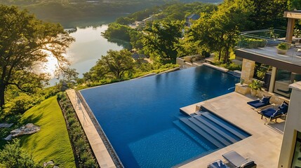 Obraz premium Luxury Pool, Lake View