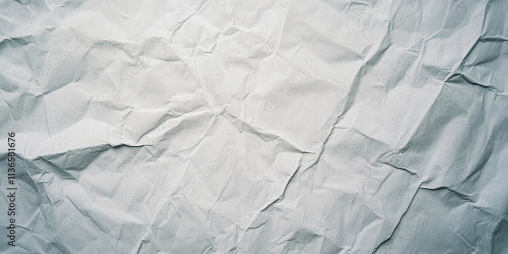 Poster delicate folds and creases create an intricate texture on a crumpled white sheet of paper illuminate