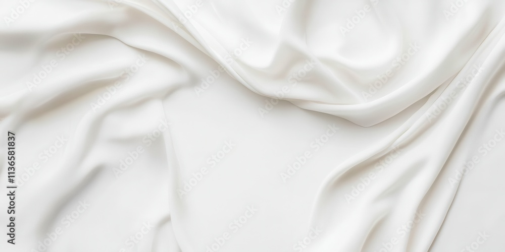 Poster a gentle, crisp white fabric elegantly drapes over a surface, creating smooth folds and texture in a