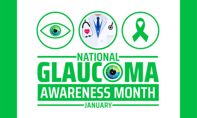 National Glaucoma Awareness Month background, banner or poster design template. observed every year in January. Holiday concept. Use to any Template, card, poster, placard, template.