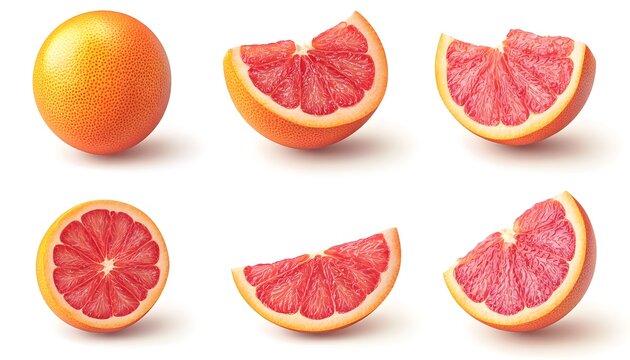 A set of Ramphal isolated on a white background. It includes whole,halved and slice, all with full depth of field. --ar 7:4