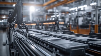 Battery manufacturing assembly line showcasing advanced technology and precision engineering, where skilled workers meticulously assemble components to ensure high-performance energy solutions.