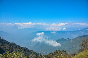 mountain landscape with clouds in gangtok