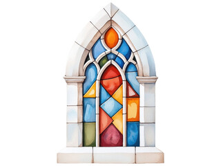 Fototapeta premium Beautiful Stained Glass Window Featuring Colorful Geometric Patterns in Historical Architecture