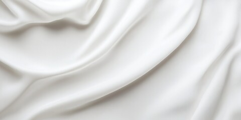 Naklejka premium Luxurious white silk fabric flows gracefully, revealing its rich texture and subtle sheen under soft natural light, perfect for various design projects. Generative AI