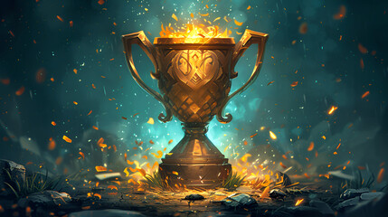 Golden trophy cup