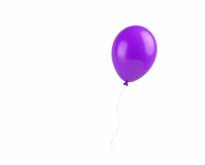 Realistic Purple Balloon 3D Design Isolated on White Background