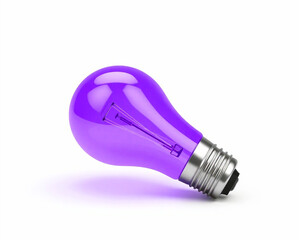Purple Light Bulb 3D Render Icon Isolated on White Background