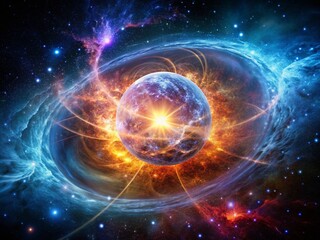 Obraz premium Neutron Star Core Collapse, Spiral Galaxy, Deep Space Astrophotography - Cosmic Collision