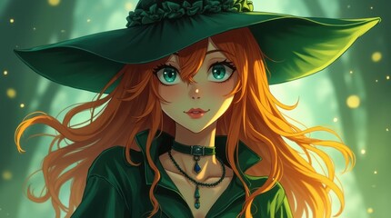 Mystical Witch in Anime Style Illustration