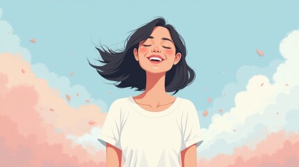 A Calm Woman in White in a Comic Illustration Style