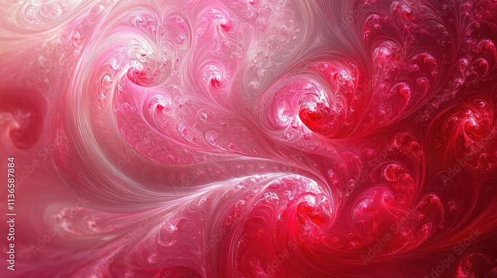 Poster abstract swirls of pink and red create a mesmerizing fractal art piece. the flowing patterns evoke f