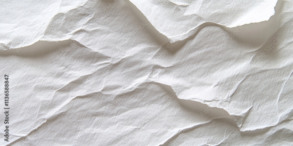 Poster a close-up view of crumpled white paper highlights the intricate folds and creases, creating an inte