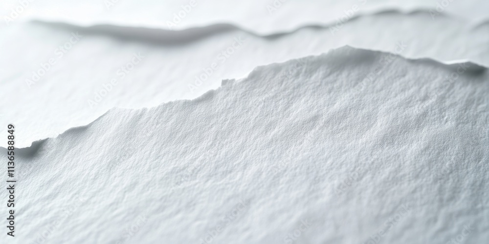 Poster torn edges of white paper create a dynamic texture under soft lighting, highlighting the intricate d