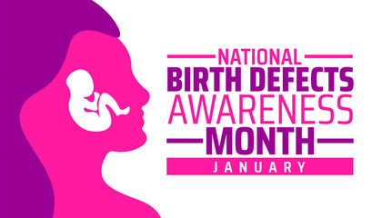 National Birth Defects Awareness Month background, banner or poster design template. observed every year in January. Holiday concept. Use to any Template, card, poster, placard, template.