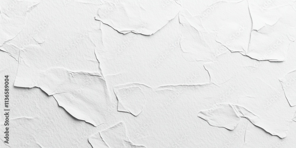 Poster torn pieces of white paper create an interesting visual texture against a subtle background, showcas