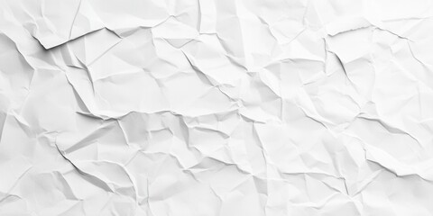 Naklejka premium White crumpled paper with a textured surface offers a unique backdrop for designs, crafts, or artistic projects, showcasing subtle creases and folds. Generative AI