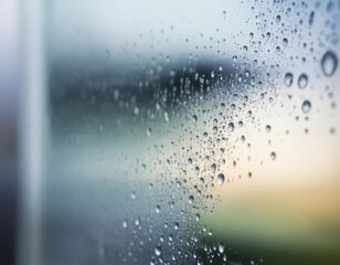Fototapeta premium Water Drops on Window: A Rainy Day's View