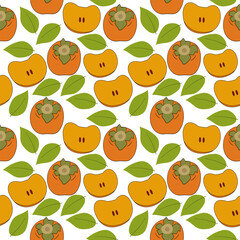 Seamless Persimmon - Pattern Fresh Fruit Design for Fabrics, Wallpapers, and Crafts