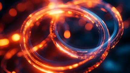 Radiant glowing rings layered over a dark base