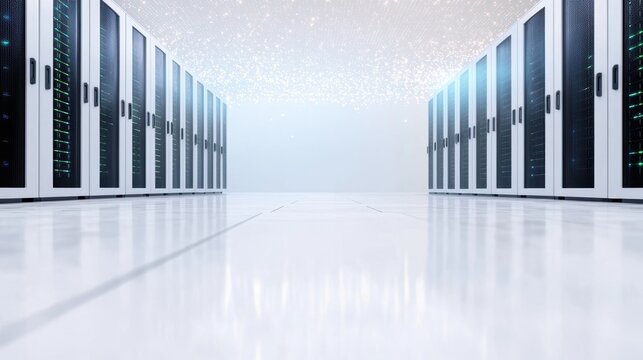 Warehouse Security and Cybersecurity A secure server room with restricted access, protecting sensitive warehouse data and inventory management systems.