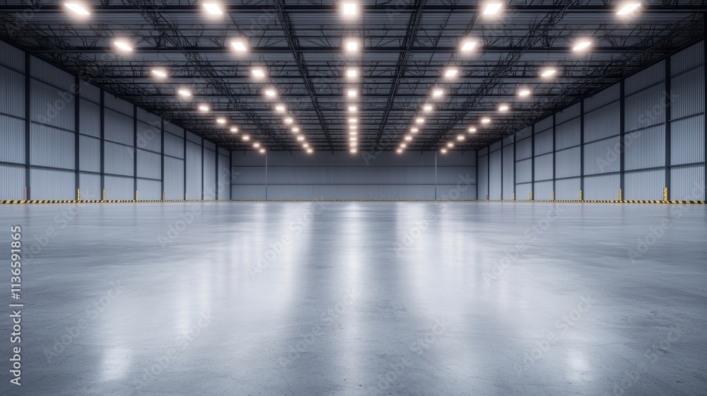 Poster warehouse security and cybersecurity surveillance cameras and motion sensors monitoring a warehouse 