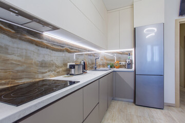 Modern renovated kitchen with flat design
