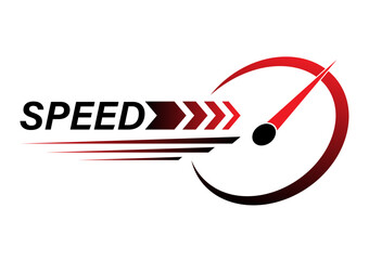 Speed Logo Symbol. Gauge Meter Icon. Speedometer Icon. Tachometer or Odometer Display. Vector Illustration.