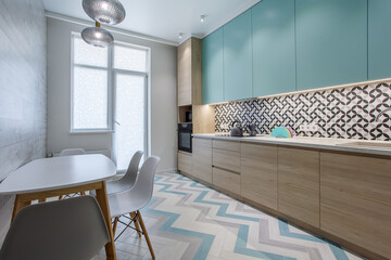 Modern renovated kitchen with flat design