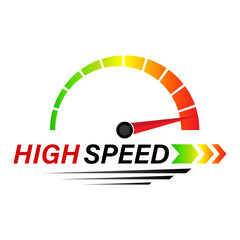 Speed Logo Symbol. Gauge Meter Icon. Speedometer Icon. Tachometer or Odometer Display. Vector Illustration.