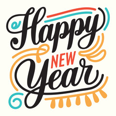 A beautiful style vector illustration design of Happy New Year 3D type writing on an isolated white background